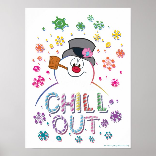 Frosty Snögubbe™ | "Chill Out" Rainbow Färg Poster (Framsidan)