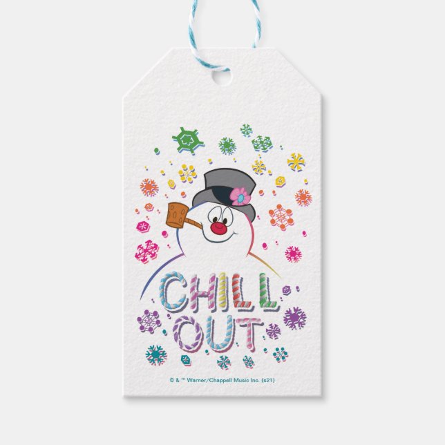 Frosty Snögubbe™ | "Chill Out" Rainbow Färg Presentetikett (Framsidan)