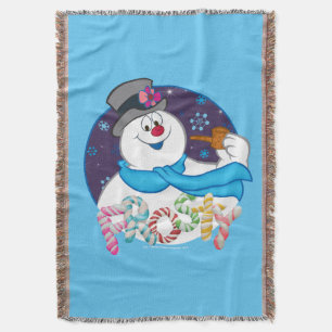 Frosty Snögubbe™ Färgfull Candy cane Namn Filt