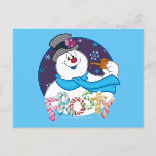 Frosty Snögubbe™ Färgfull Candy cane Namn Helg Vykort