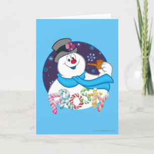 Frosty Snögubbe™ Färgfull Candy cane Namn Helgkort