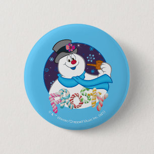 Frosty Snögubbe™   Färgfull Candy cane Namn Knapp