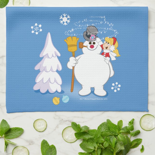 Frosty Snögubbe™ | Frosty & Karen Winter Roligt Kökshandduk (Vikta)