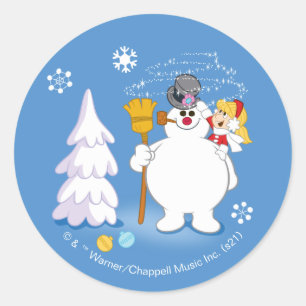Frosty Snögubbe™ Frosty & Karen Winter Roligt Runt Klistermärke