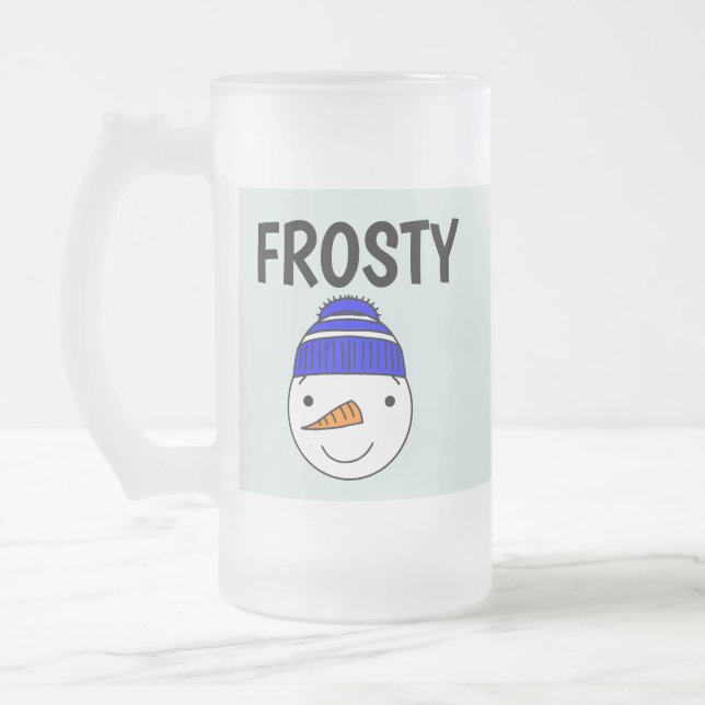 FROSTY SNÖGUBBE FUNNY FROSTED GLASS MUGG (Vänster)