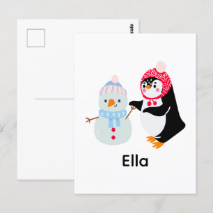 Frosty Snögubbe och Penguin Vykort