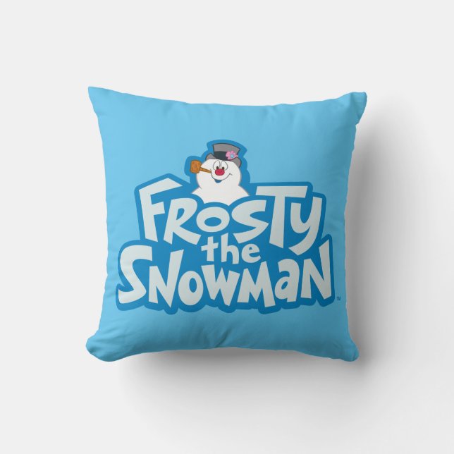 Frosty Snögubbe™ | Staplad Logotyp, frostiskt Kudde (Framsida)