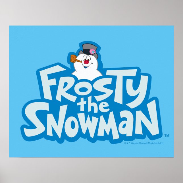 Frosty Snögubbe™ | Staplad Logotyp, frostiskt Poster (Framsidan)