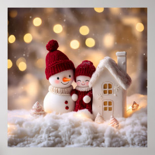 Frosty Snögubbe Syskon Winter Joy Poster