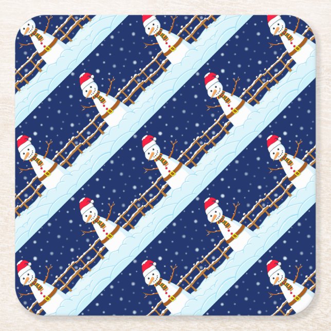 Frosty Snögubbe Underlägg Papper Kvadrat (Framsidan)