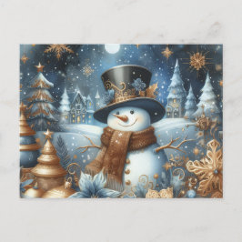 Frosty snömannen fantastiska blå jul vykort