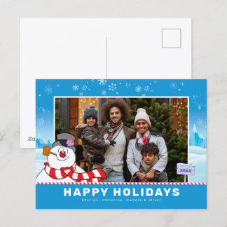 Frosty Snömannen | Glad jul familjefoto Helg Vykort
