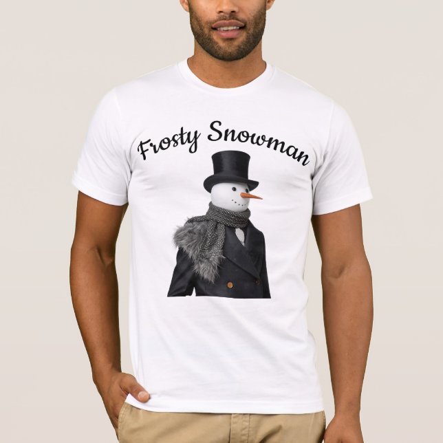 Frosty Snowman Simple Elegant Chirstmas Snowman  T Shirt (Framsida)
