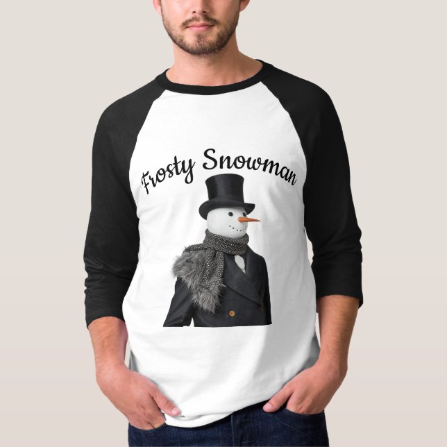 Frosty Snowman Simple Elegant Chirstmas Snowman  T Shirt (Framsida)