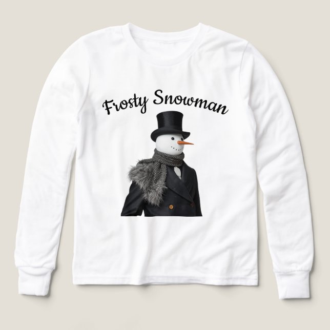 Frosty Snowman Simple Elegant Chirstmas Snowman  T Shirt (Design framsida)