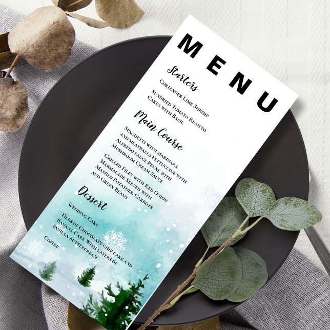 Frosty Snowy Snöflingor Winter Wedding Party Meny (Frosty Snowy Snowflakes Winter Wedding Party Menu)