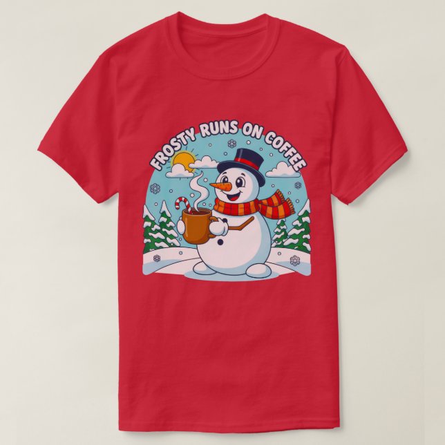 Frosty Springa om kaffets fina juldesign T Shirt (Design framsida)