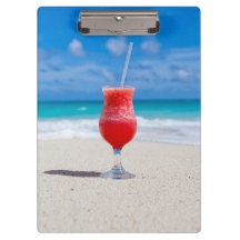 Frosty Strawberry Drink on Beach
