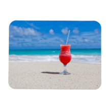 Frosty Strawberry Drink on Beach