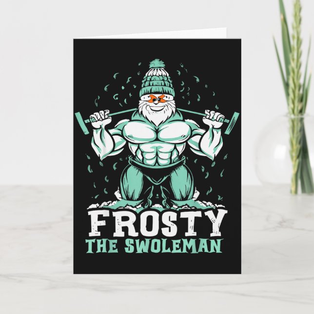 Frosty Swoleman Rolig Buff Swole Snömannen Gym Trö Kort (Framsida)