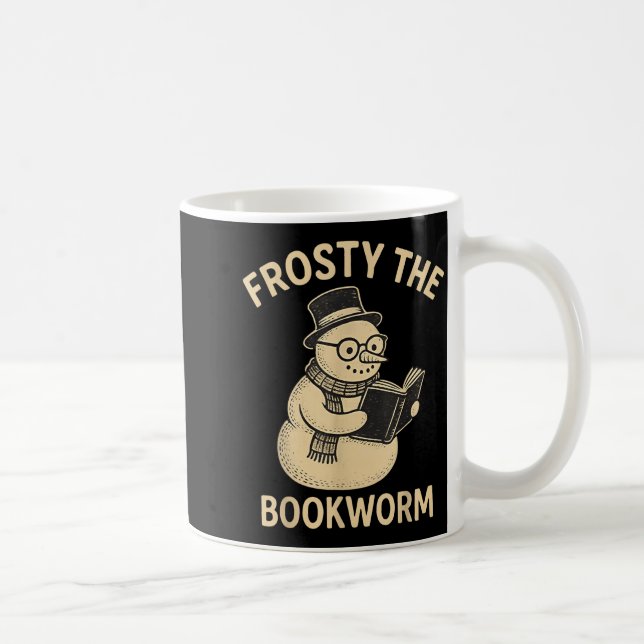 Frosty The Bookworm Snowman Reading  Kaffemugg (Höger)