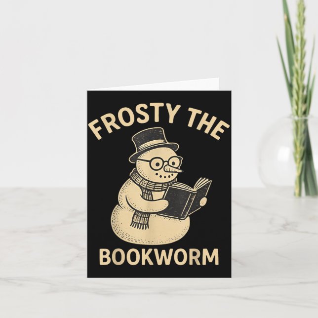 Frosty The Bookworm Snowman Reading  Kort (Framsida)
