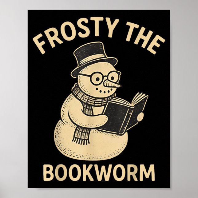 Frosty The Bookworm Snowman Reading  Poster (Framsidan)