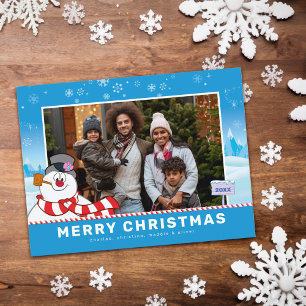Frosty the Snögubbe God jul Family Photo Helg Vykort