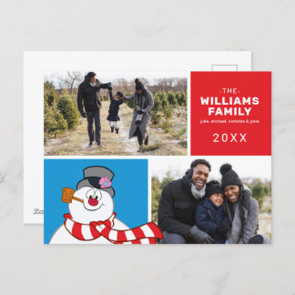 Frosty the Snögubbe Helgdag Family Photo Collage Helg Vykort