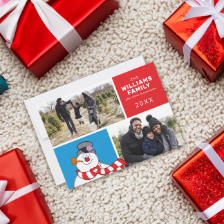 Frosty the Snögubbe Helgdag Family Photo Collage Julkort