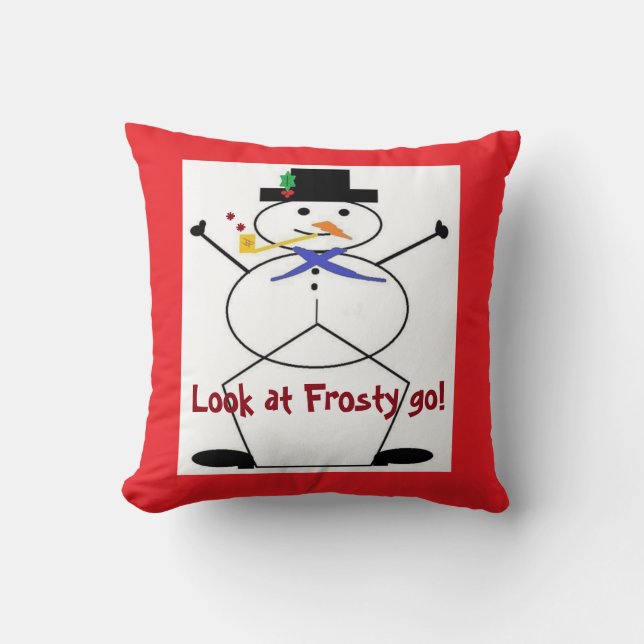 "Frosty the Snögubbe" Polyester Dent Dekorativ kud Kudde (Framsida)