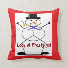 "Frosty the Snögubbe" Polyester Dent Dekorativ kud Kudde