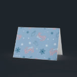 Frosty the Snowman Blå Snöflingemönster Helgkort<br><div class="desc">Sug på med Frosty the Snowman i detta roliga vinterfirande-mönster,  där Frosty vinkar bland fallande snö och hans godisstavslogotyp! Detta mönster är bra på presentpapper,  mysiga fluffiga filtar och partitillbehör. Handla denna design på många fler anpassade Zazzle-produkter!</div>