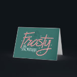 Frosty the Snowman Candy Cane-logotyp Helgkort<br><div class="desc">Sprid magin denna höst- och vintersäsong med Frosty the Snowman! Kolla in denna festliga candy cane-inspirerade Frosty the Snowman-logotyp på en mysig tröja,  mugg eller skicka hälsningar på ett personligt kort! Handla denna design på fler anpassade Zazzle-gåvor!</div>