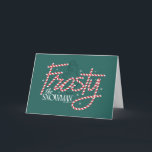 Frosty the Snowman Candy Cane-logotyp Helgkort<br><div class="desc">Sprid magin denna höst- och vintersäsong med Frosty the Snowman! Kolla in denna festliga candy cane-inspirerade Frosty the Snowman-logotyp på en mysig tröja,  mugg eller skicka hälsningar på ett personligt kort! Handla denna design på fler anpassade Zazzle-gåvor!</div>