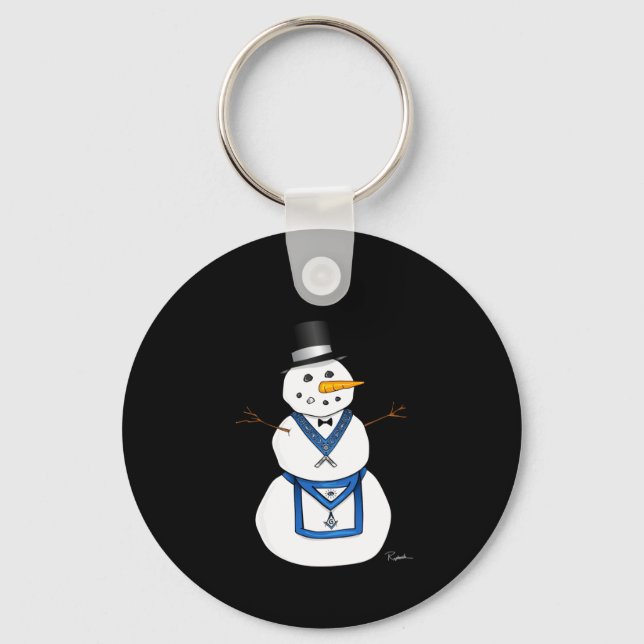 Frosty The Snowman Funny Masonic Holiday Christmas Nyckelring (Framsida)