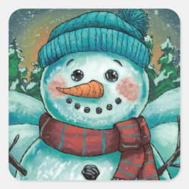 Frosty the Snowman Holiday-klistermärke Fyrkantigt Klistermärke