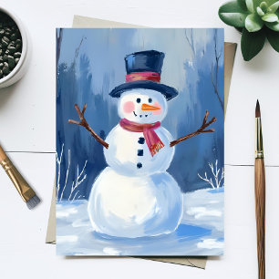 Frosty the Snowman Vinter Akvarell Målning Vykort