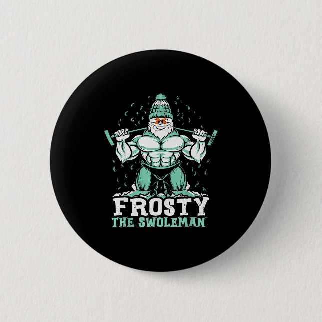 Frosty The Swoleman Funny Buff Swole Snowman Gym M Knapp (Framsida)