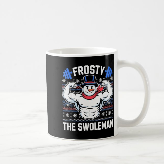 Frosty The Swoleman Funny Ugly Christmas Sweater G Kaffemugg (Höger)