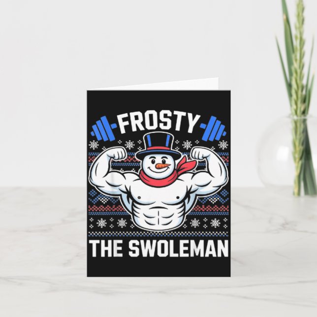 Frosty The Swoleman Funny Ugly Christmas Sweater G Kort (Framsida)