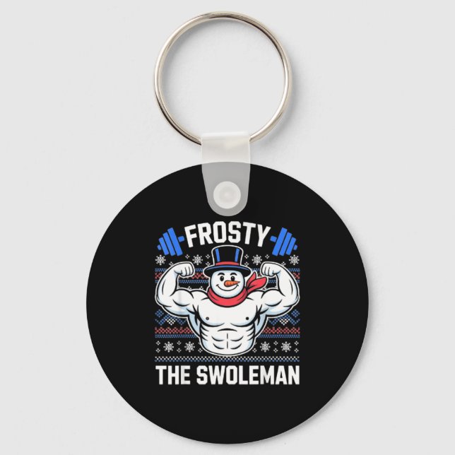 Frosty The Swoleman Funny Ugly Christmas Sweater G Nyckelring (Framsida)