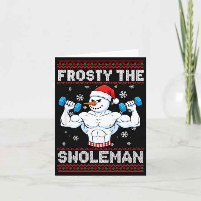 Frosty The Swoleman Ugly Christmas Sweater Funny S Kort (Framsida)
