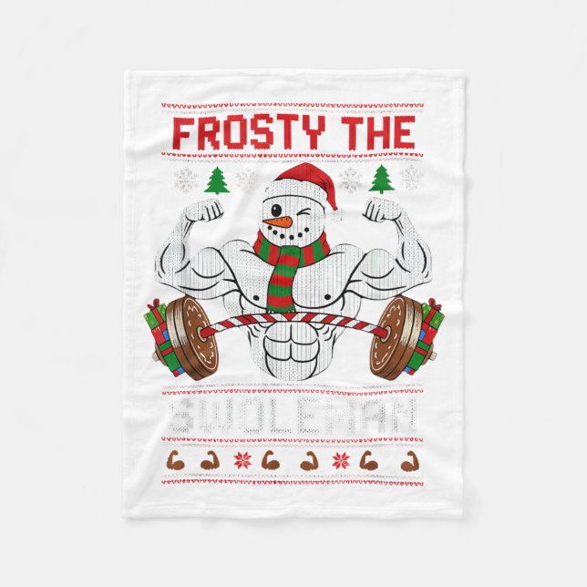 Frosty The Swoleman Ugly Christmas Sweater Funny X Fleecefilt (Framsidan)