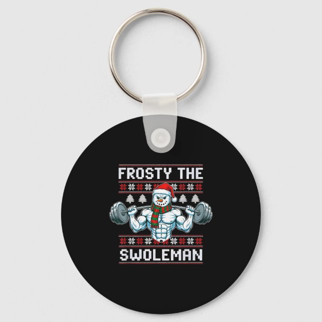 Frosty The Swoleman Ugly Funny Christmas Snowman W Nyckelring (Framsida)