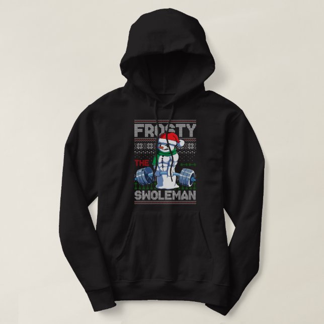 Frosty the Swoleman Ugly jul Sweater Funny S Hoodie (Design framsida)
