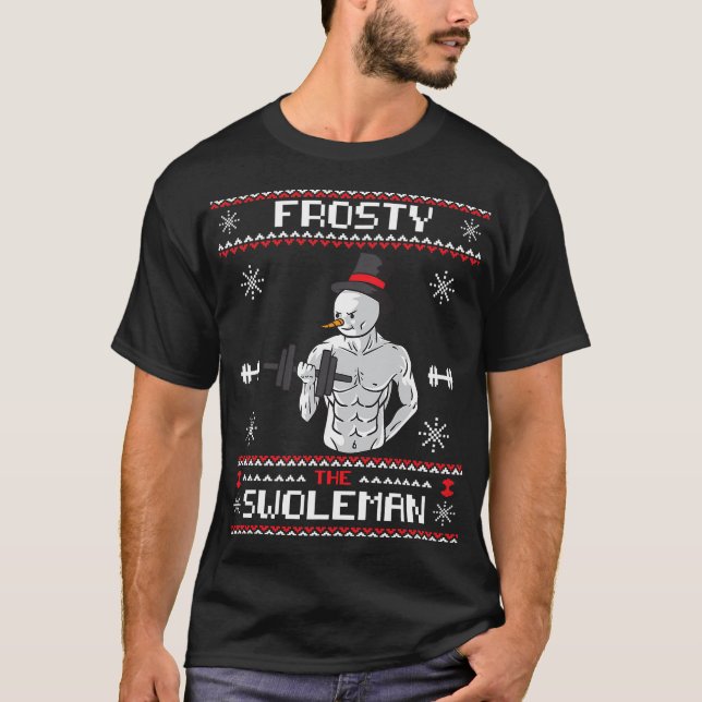 Frosty the Swoleman Ugly jul Sweater Funny S T Shirt (Framsida)