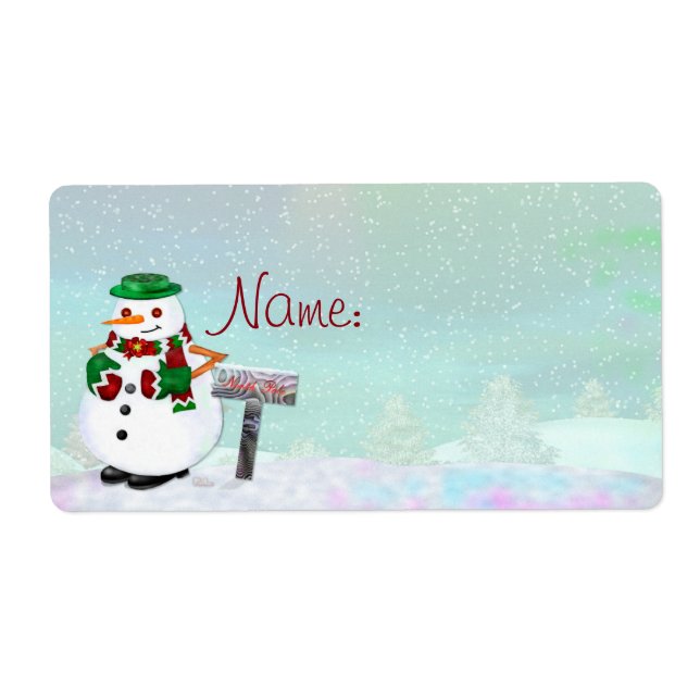 Frosty Town jul NAMN BRICKA eller CUSTOMIZE IT Fraktsedel (Framsidan)