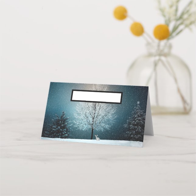 Frosty träd på kvällen placeringskort (Framsida)