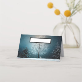 Frosty träd på kvällen placeringskort